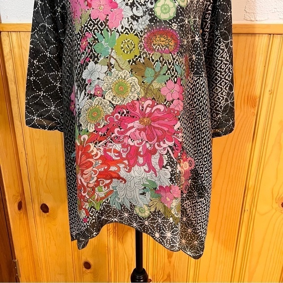 Johnny Was Tami Embroidered Eyelet Floral Print Tunic Top Sz-XS - Picture 4 of 9